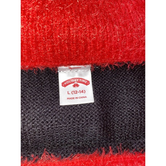 HOLIDAY TIME Ugly Christmas Sweater LLAMA Tassels Embroidered Size L 12-14 - Picture 4 of 4